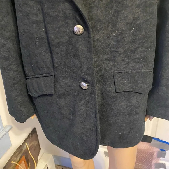 VTG Back At The Ranch Western Black Sued Suit Jacked Blazer Women Sz L 2 Button - Picture 4 of 12